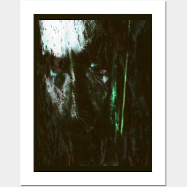 Special processing. Consciousness, king, emerging from dark water. Serious men's face, around waves. Green. Like steel. Wall Art by 234TeeUser234